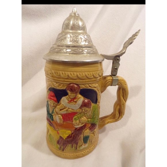 Vintage German Style Ceramic Beer Stein with Lid - Picture 1 of 7